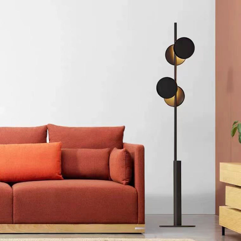 Contemporary Scandinavian Round Linear Iron LED Floor Lamp for Living Room