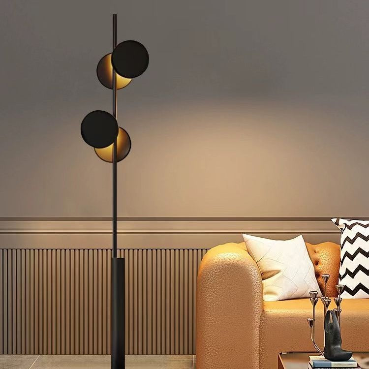Contemporary Scandinavian Round Linear Iron LED Floor Lamp for Living Room