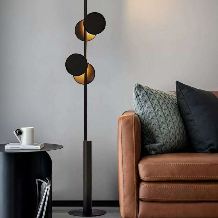 Contemporary Scandinavian Round Linear Iron LED Floor Lamp for Living Room