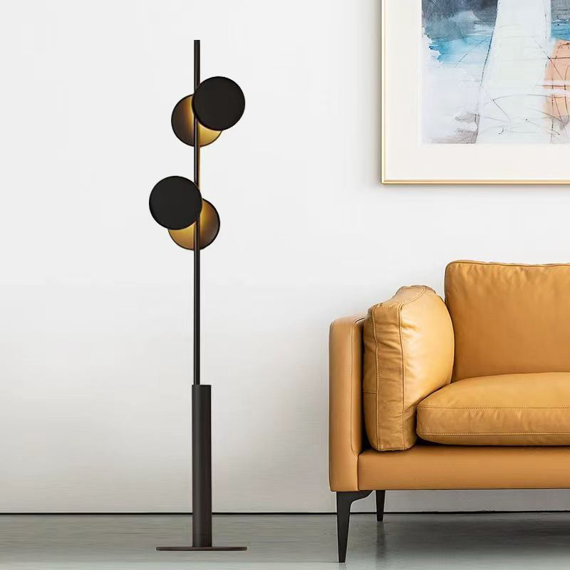 Contemporary Scandinavian Round Linear Iron LED Floor Lamp for Living Room