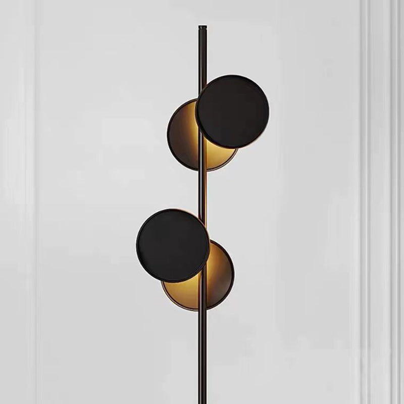 Contemporary Scandinavian Round Linear Iron LED Floor Lamp for Living Room