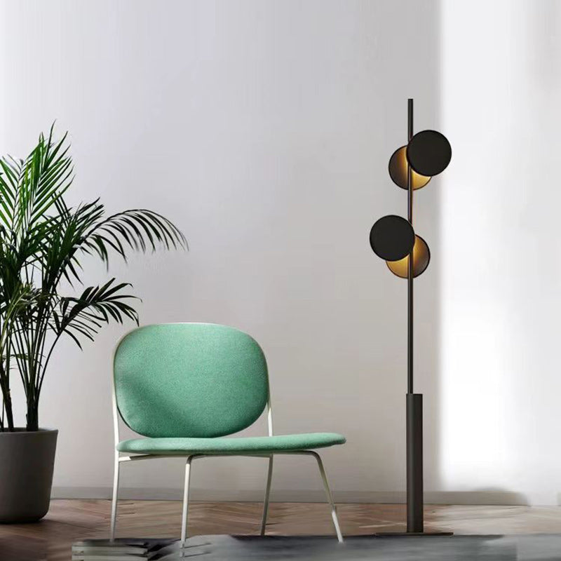 Contemporary Scandinavian Round Linear Iron LED Floor Lamp for Living Room
