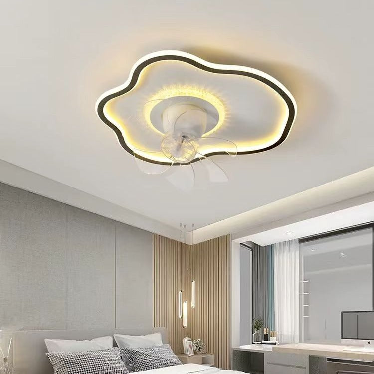 Contemporary Iron LED Flush Mount Ceiling Fan Light for Bedroom