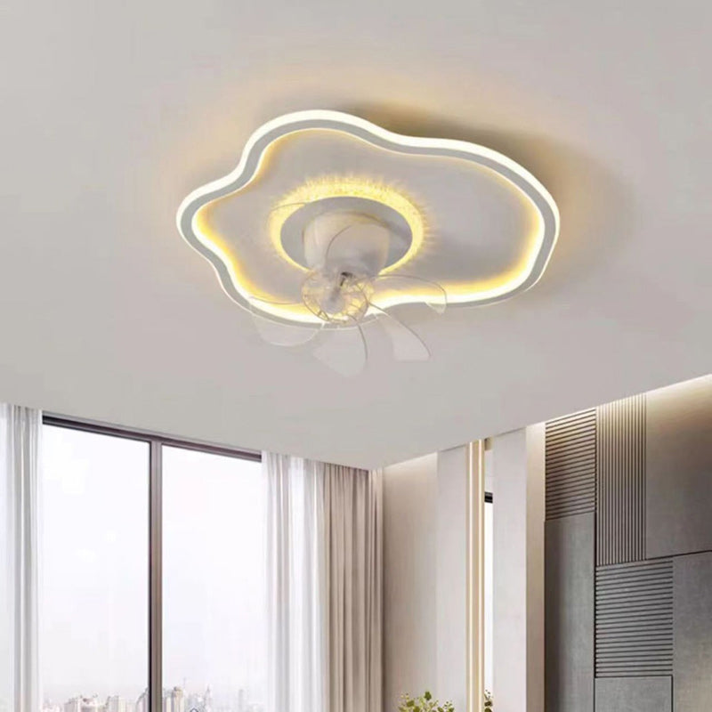Contemporary Iron LED Flush Mount Ceiling Fan Light for Bedroom