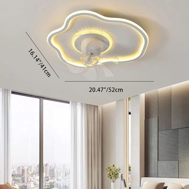 Contemporary Iron LED Flush Mount Ceiling Fan Light for Bedroom