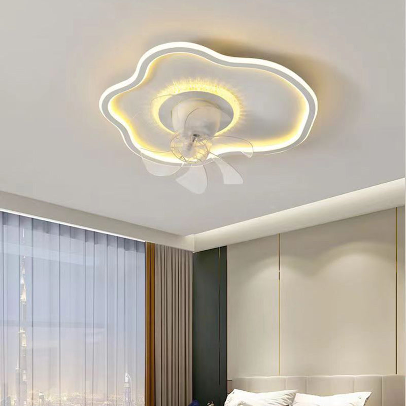 Contemporary Iron LED Flush Mount Ceiling Fan Light for Bedroom