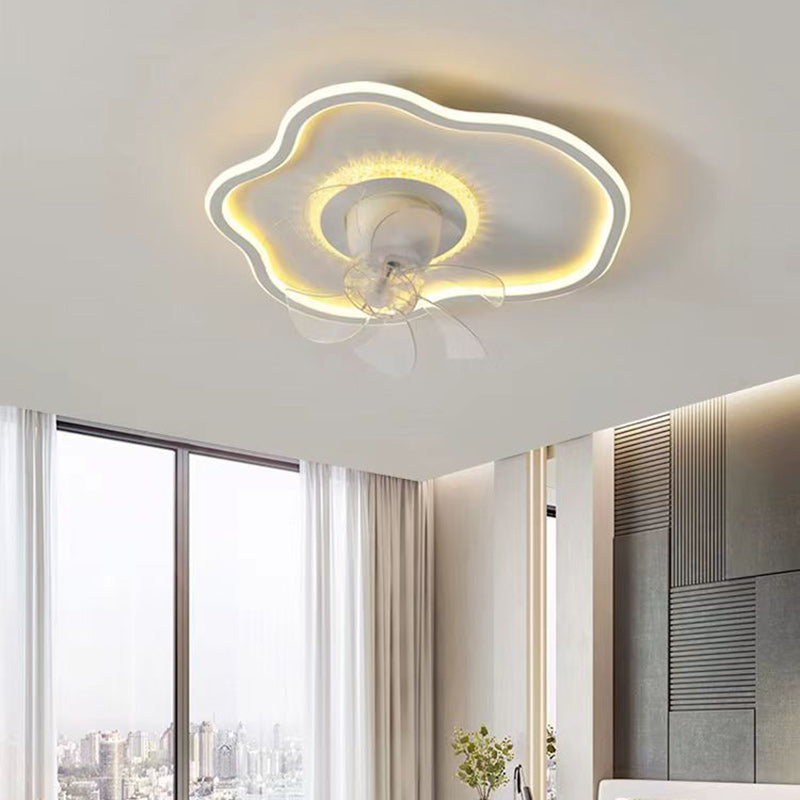 Contemporary Iron LED Flush Mount Ceiling Fan Light for Bedroom