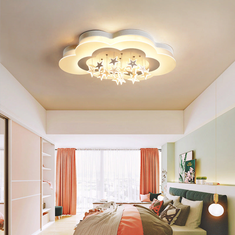 Modern Art Deco Star Cloud Led Flush Mount Ceiling Light for Bedroom