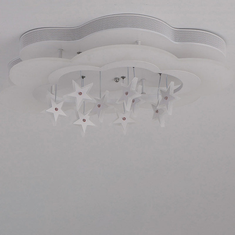 Modern Art Deco Star Cloud Led Flush Mount Ceiling Light for Bedroom