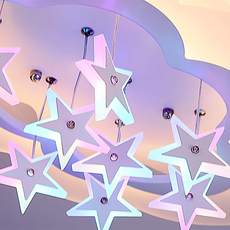 Modern Art Deco Star Cloud Led Flush Mount Ceiling Light for Bedroom