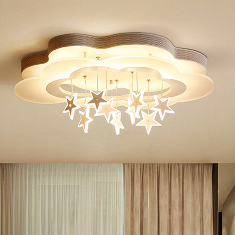 Modern Art Deco Star Cloud Led Flush Mount Ceiling Light for Bedroom