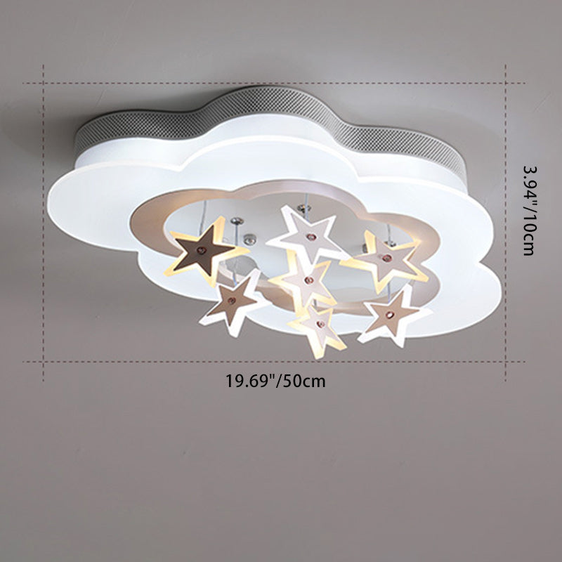 Modern Art Deco Star Cloud Led Flush Mount Ceiling Light for Bedroom