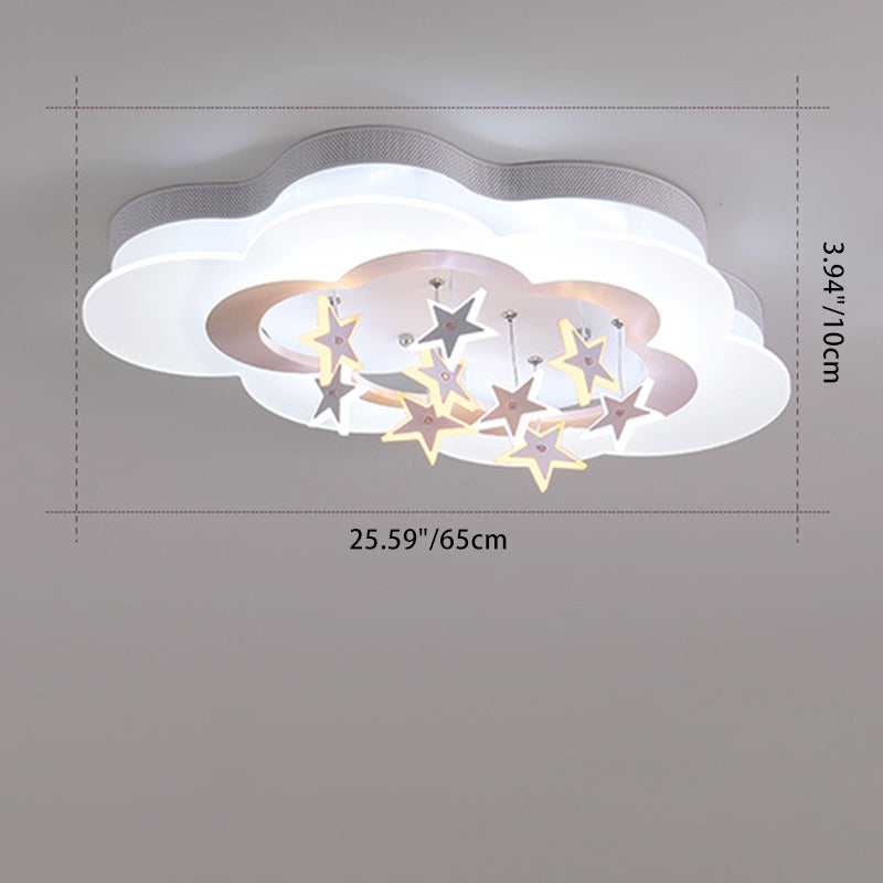 Modern Art Deco Star Cloud Led Flush Mount Ceiling Light for Bedroom