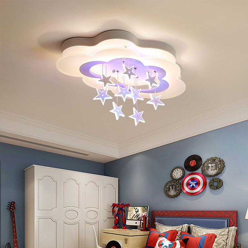 Modern Art Deco Star Cloud Led Flush Mount Ceiling Light for Bedroom