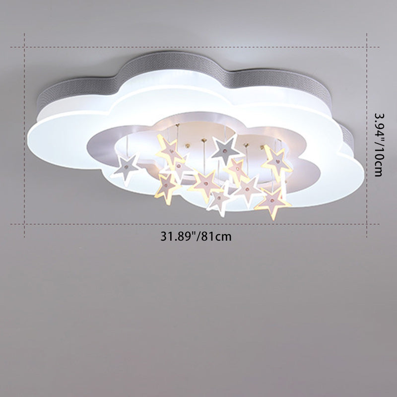 Modern Art Deco Star Cloud Led Flush Mount Ceiling Light for Bedroom