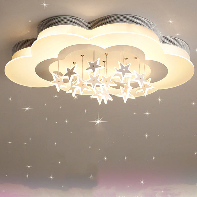 Modern Art Deco Star Cloud Led Flush Mount Ceiling Light for Bedroom
