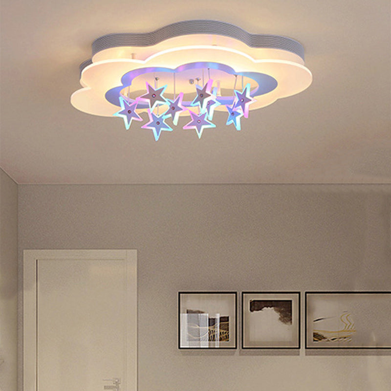Modern Art Deco Star Cloud Led Flush Mount Ceiling Light for Bedroom