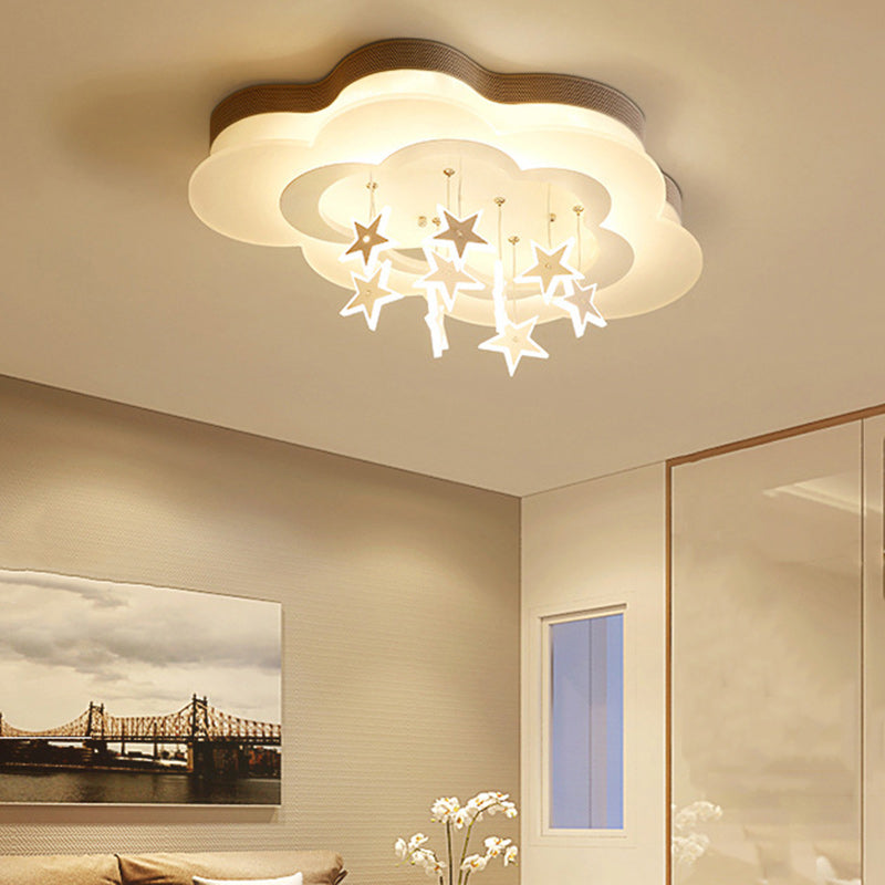 Modern Art Deco Star Cloud Led Flush Mount Ceiling Light for Bedroom