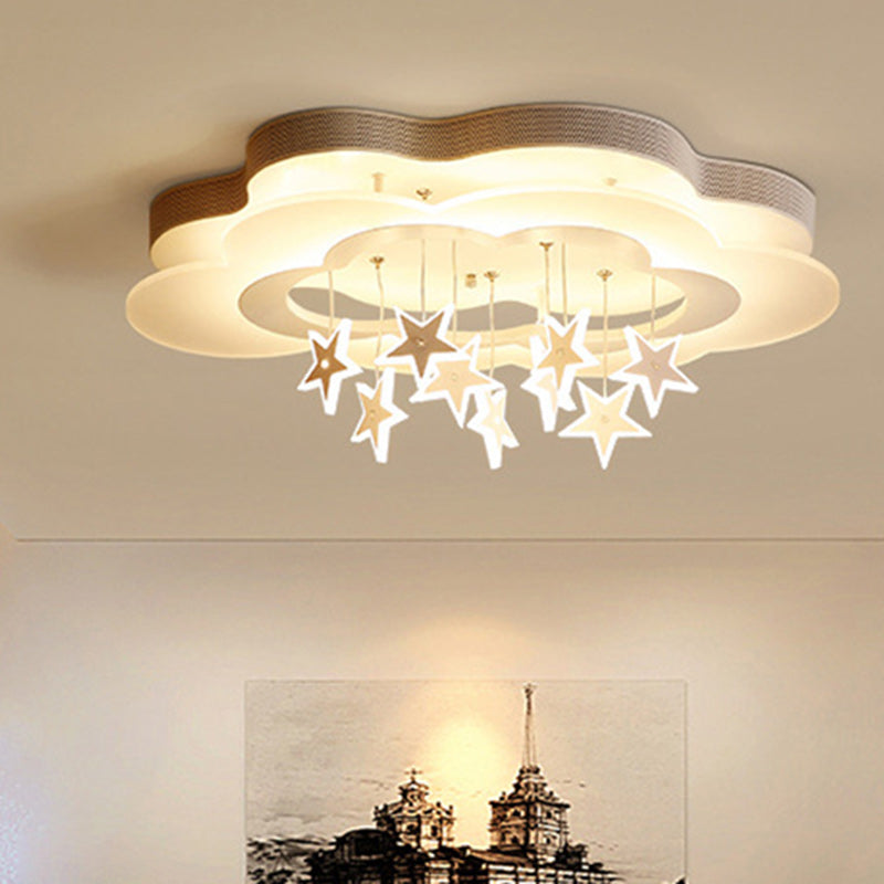 Modern Art Deco Star Cloud Led Flush Mount Ceiling Light for Bedroom