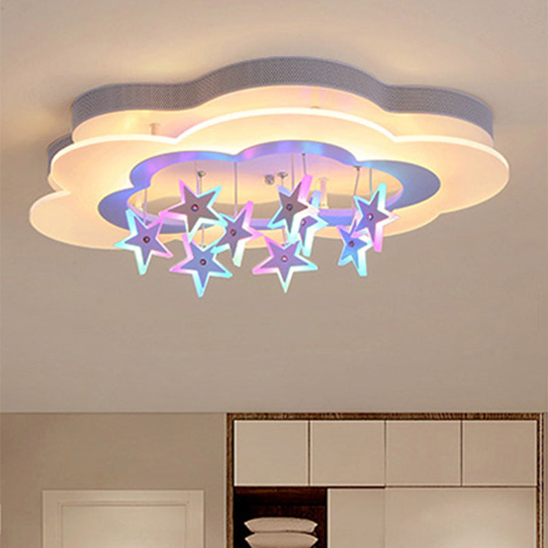 Modern Art Deco Star Cloud Led Flush Mount Ceiling Light for Bedroom