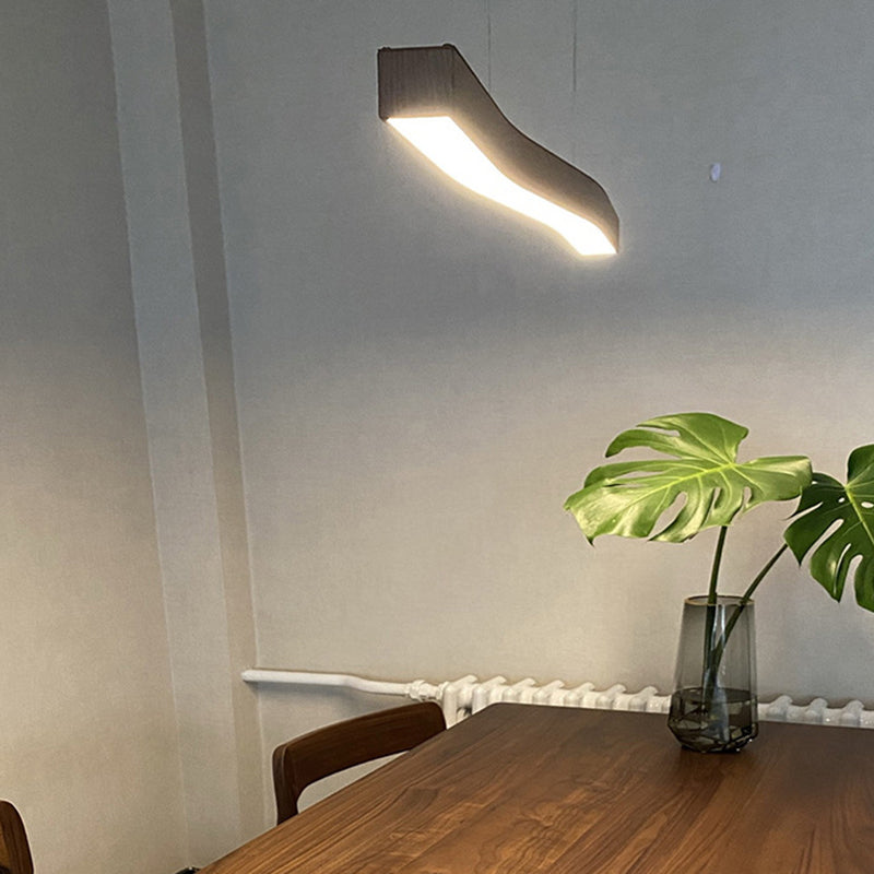 Modern Minimalist Wood Grain Iron LED Chandelier for Dining Room