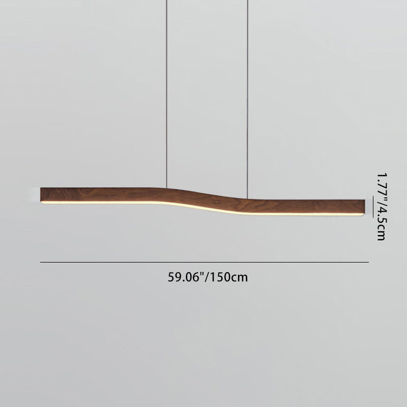 Modern Minimalist Wood Grain Iron LED Chandelier for Dining Room