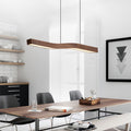 Modern Minimalist Wood Grain Iron LED Chandelier for Dining Room