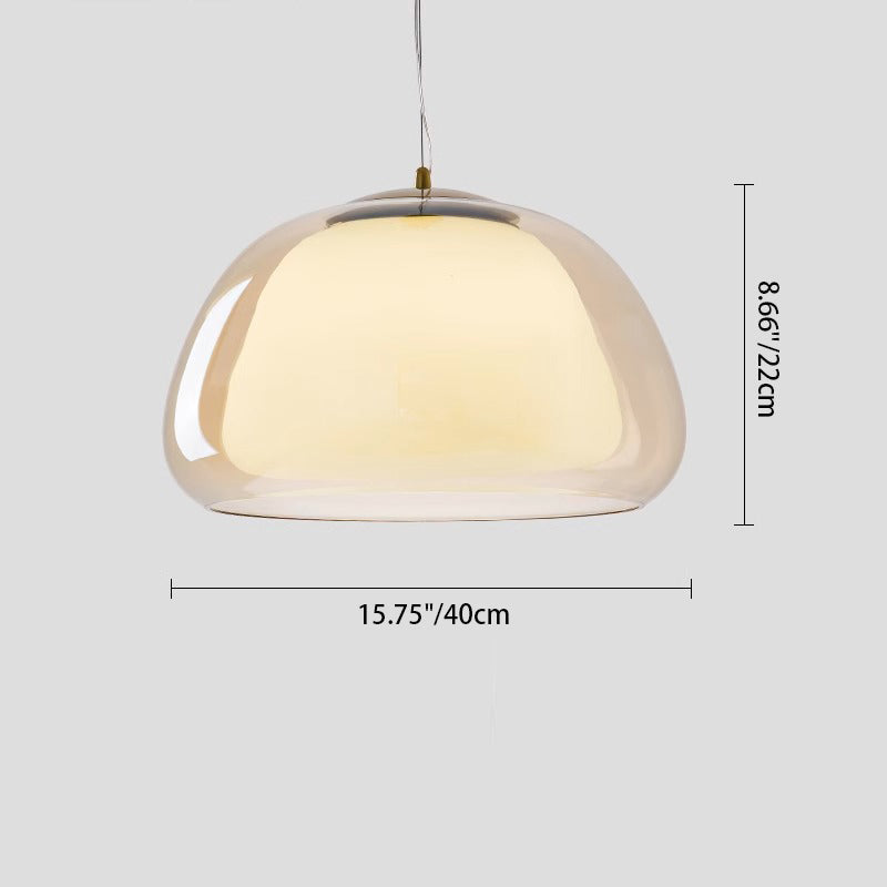 Contemporary Cream Jelly Oval Iron Glass Pendant Light for Bedroom