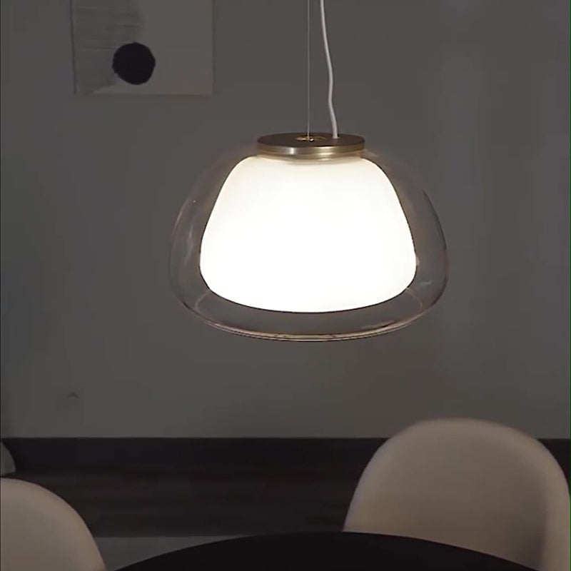 Contemporary Cream Jelly Oval Iron Glass Pendant Light for Bedroom