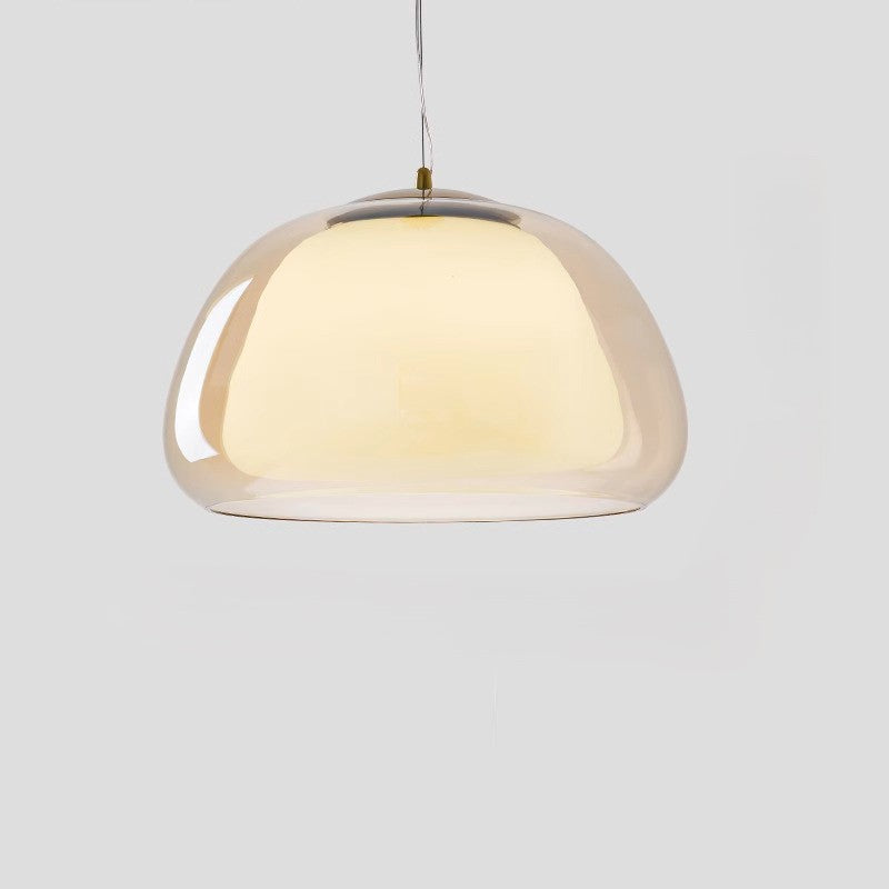 Contemporary Cream Jelly Oval Iron Glass Pendant Light for Bedroom