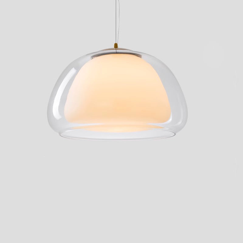 Contemporary Cream Jelly Oval Iron Glass Pendant Light for Bedroom
