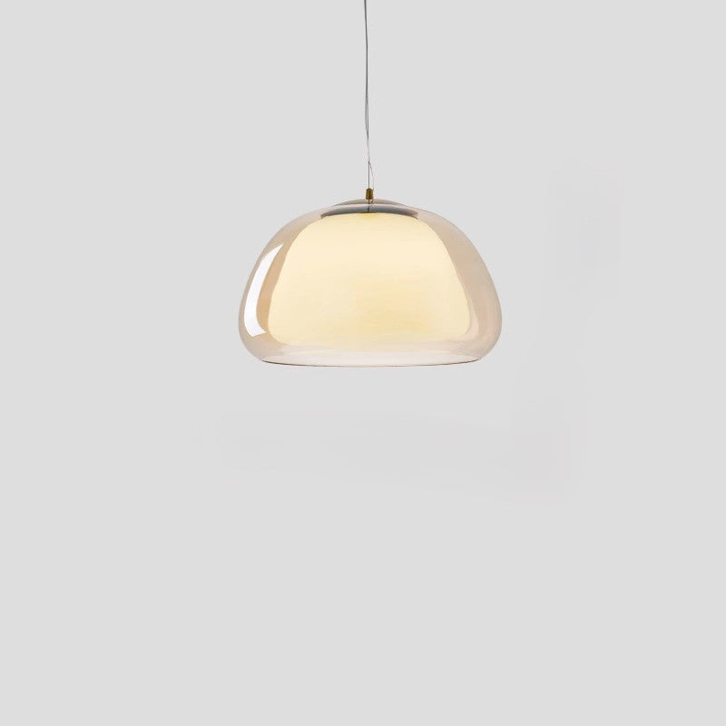Contemporary Cream Jelly Oval Iron Glass Pendant Light for Bedroom
