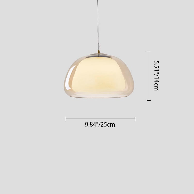 Contemporary Cream Jelly Oval Iron Glass Pendant Light for Bedroom
