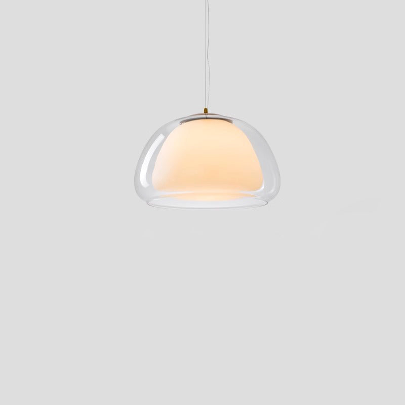 Contemporary Cream Jelly Oval Iron Glass Pendant Light for Bedroom