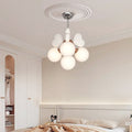 Contemporary Scandinavian Cream Love Heart Kids Round Orb Chandelier 4/6 Light Bedroom Decor