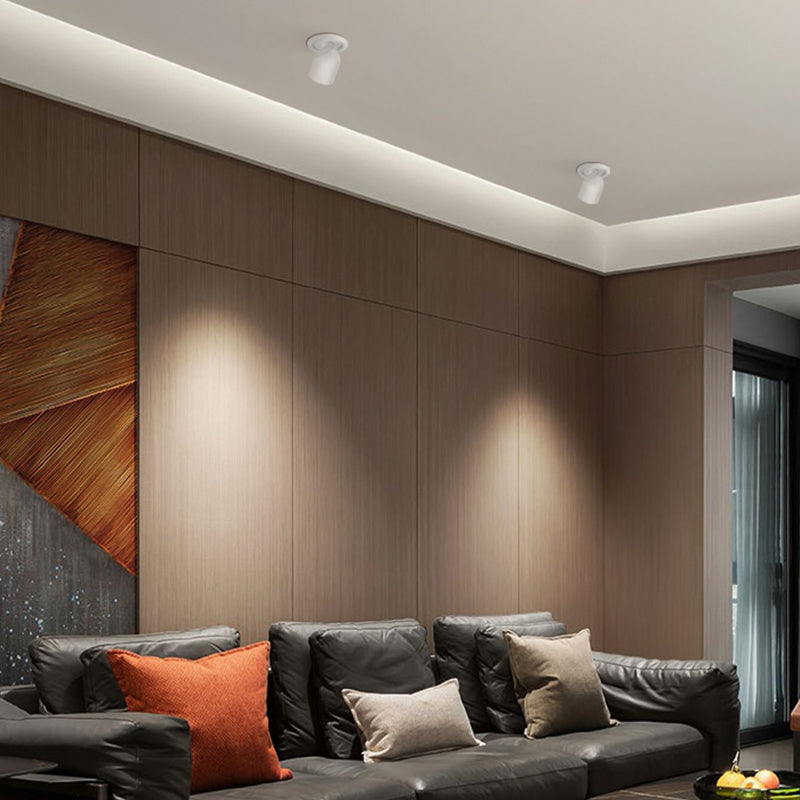 Modern Minimalist Aluminum LED Spotlight Round Cylinder Semi-Flush Mount Ceiling Light for Hallway
