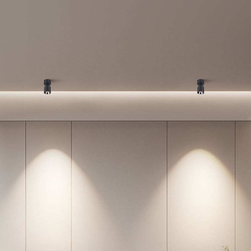 Modern Minimalist Aluminum LED Spotlight Round Cylinder Semi-Flush Mount Ceiling Light for Hallway