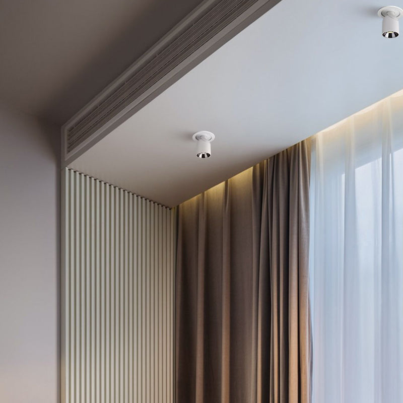 Modern Minimalist Aluminum LED Spotlight Round Cylinder Semi-Flush Mount Ceiling Light for Hallway