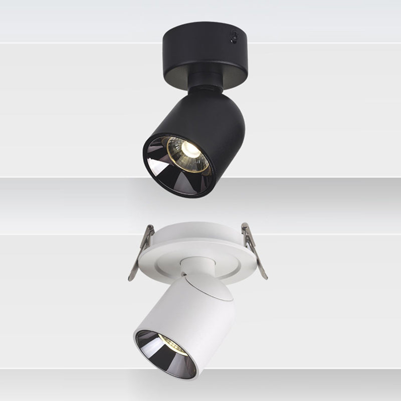 Modern Minimalist Aluminum LED Spotlight Round Cylinder Semi-Flush Mount Ceiling Light for Hallway