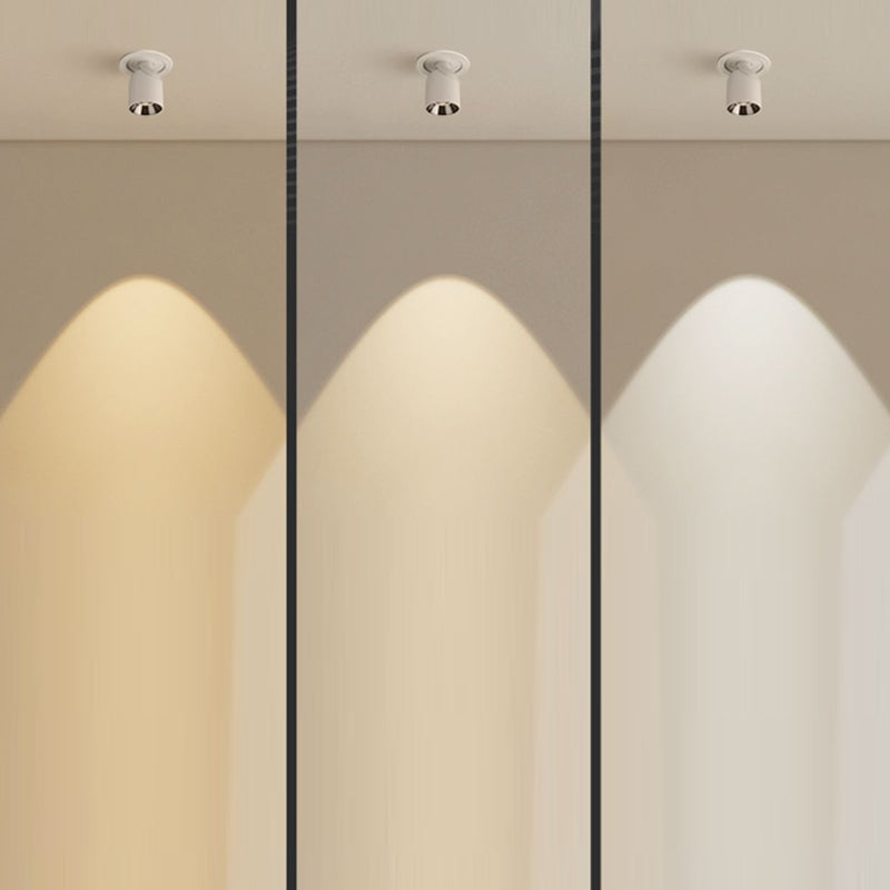 Modern Minimalist Aluminum LED Spotlight Round Cylinder Semi-Flush Mount Ceiling Light for Hallway