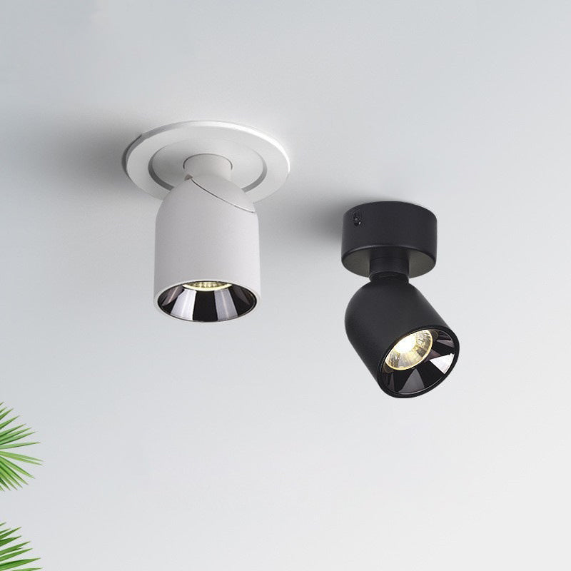 Modern Minimalist Aluminum LED Spotlight Round Cylinder Semi-Flush Mount Ceiling Light for Hallway