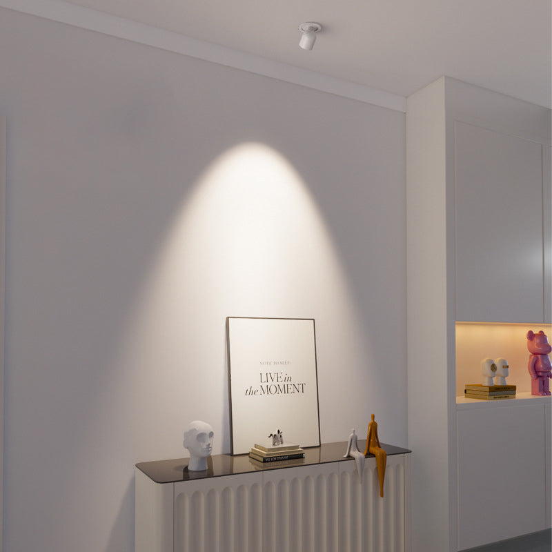 Modern Minimalist Aluminum LED Spotlight Round Cylinder Semi-Flush Mount Ceiling Light for Hallway