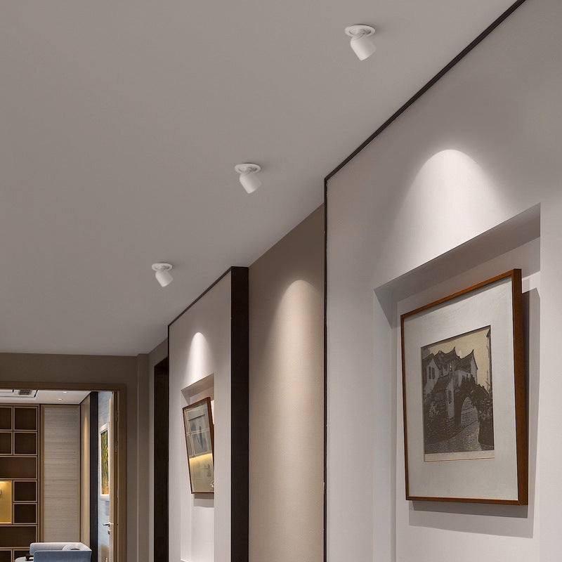 Modern Minimalist Aluminum LED Spotlight Round Cylinder Semi-Flush Mount Ceiling Light for Hallway
