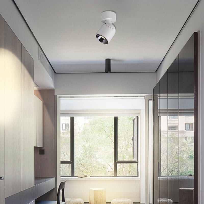 Modern Minimalist Aluminum LED Spotlight Round Cylinder Semi-Flush Mount Ceiling Light for Hallway