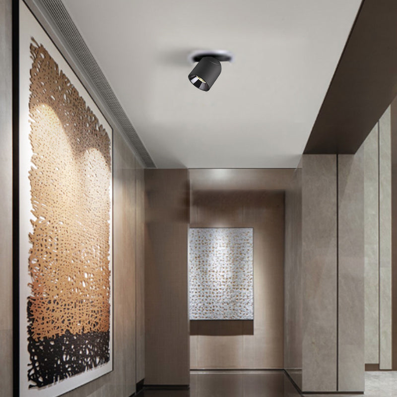 Modern Minimalist Aluminum LED Spotlight Round Cylinder Semi-Flush Mount Ceiling Light for Hallway