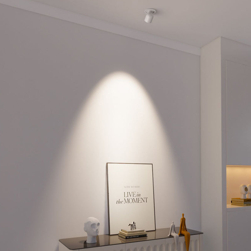 Modern Minimalist Aluminum LED Spotlight Round Cylinder Semi-Flush Mount Ceiling Light for Hallway