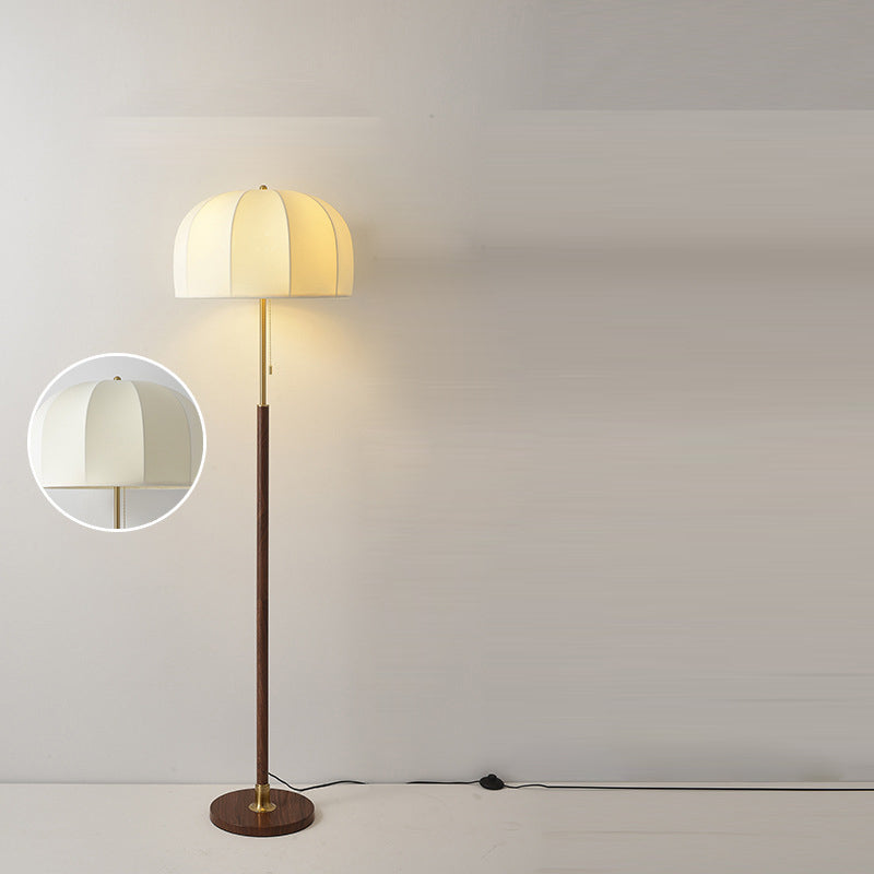 Traditional Vintage Round Semicircle Fabric Iron Floor Lamp - 1-Light Living Room Lighting
