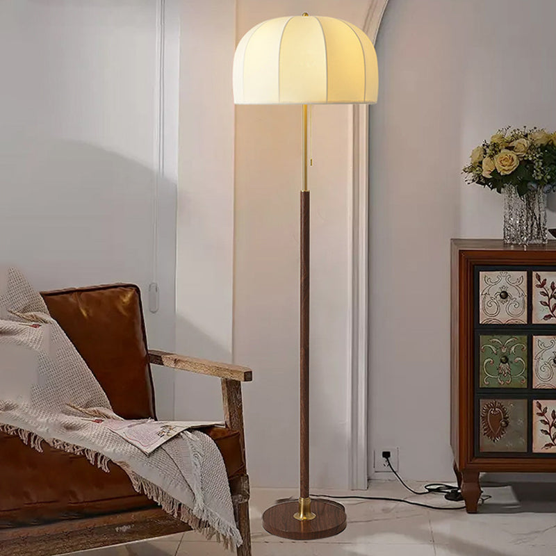 Traditional Vintage Round Semicircle Fabric Iron Floor Lamp - 1-Light Living Room Lighting