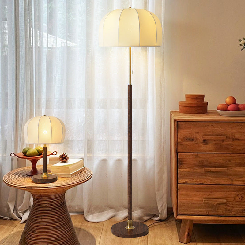 Traditional Vintage Round Semicircle Fabric Iron Floor Lamp - 1-Light Living Room Lighting