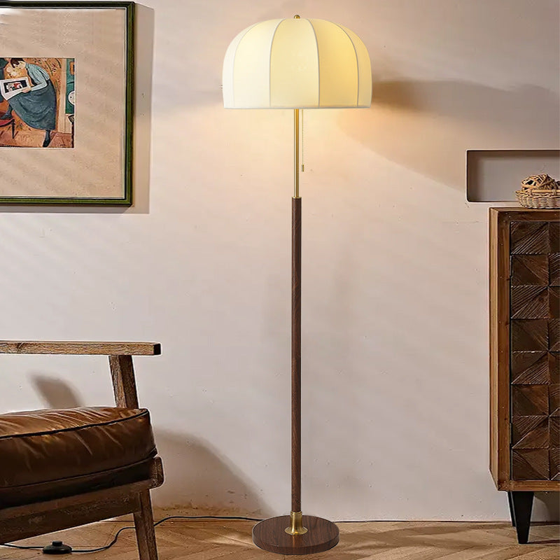 Traditional Vintage Round Semicircle Fabric Iron Floor Lamp - 1-Light Living Room Lighting